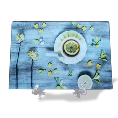 Tabla de corte cuadrada rectangular templada de cocina sostenible para mesa de comedor de vidrio