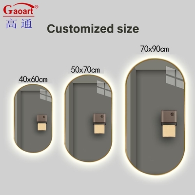Tamaño personalizado Función táctil Espejo de decoración con bebelos para una buena venta Salón pequeño LED