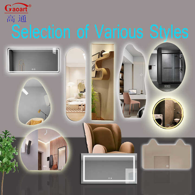 Tamaño personalizado Función táctil Espejo de decoración con bebelos para una buena venta Salón pequeño LED