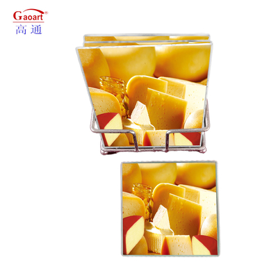 Tabla de corte de vidrio flotante cuadrado transparente a medida con mango y montadora de vidrio templado