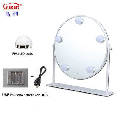 Bolsillo portátil pequeño maquillaje de mano con luz led espejo de mesa para todos los días