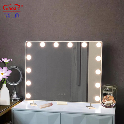 Espejo de metal y vidrio personalizable Hollywood Maquillaje Vanidad con bombillas LED de cromo
