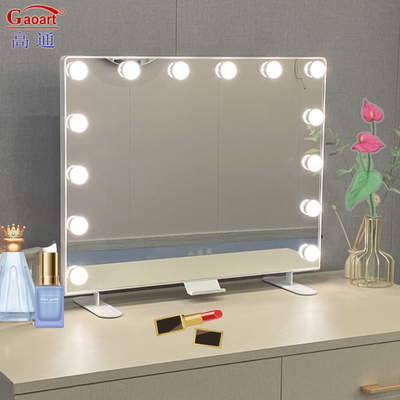 Espejo de metal y vidrio personalizable Hollywood Maquillaje Vanidad con bombillas LED de cromo