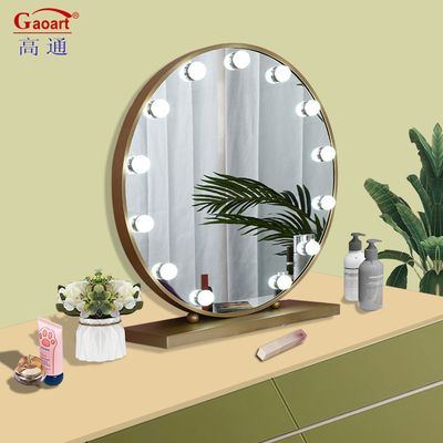 Decoración para el hogar Vanity Hollywood Espejo con luces LED Diseño oval redondo personalizado en cromo