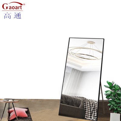 Espejo de piso con biselado de longitud LED de estilo moderno para salón de belleza y baño de pasillo