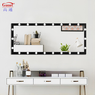 Diseño de moda de pie Decoración para el hogar Vestido para el cuerpo de metal Led Floor Hollywood Mirror Gigante
