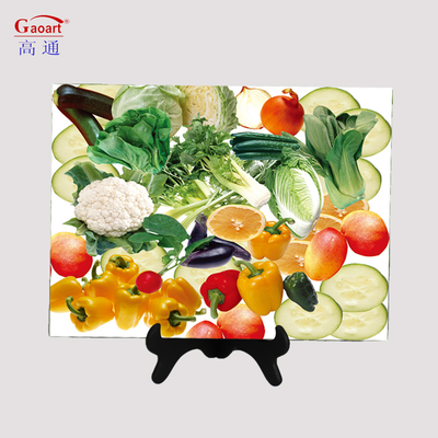Tabla de corte de vidrio templado de diseño clásico de sublimación redonda de utilidad vegetal de cocina