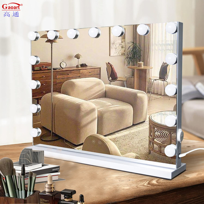Maquillaje de diseño de moda personalizable Vanidad Hollywood Led Mirror con acabado de cromo