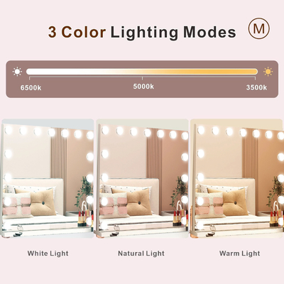 Maquillaje de diseño de moda personalizable Vanidad Hollywood Led Mirror con acabado de cromo