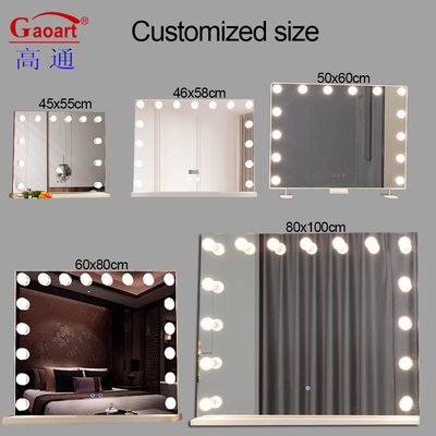Maquillaje de diseño de moda personalizable Vanidad Hollywood Led Mirror con acabado de cromo