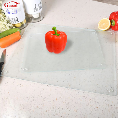 Buena venta tabla de corte de vidrio templado de queso de tamaño personalizado con diseño inquebrantable