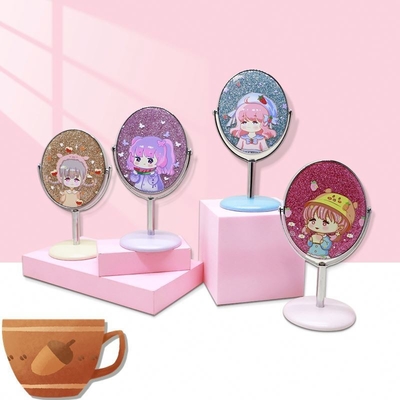 Plastico personalizado y espejo de vidrio Mini portátil de la vanidad círculo vestidor de casa decoración