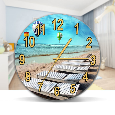Reloj de pared de hoja de 12 mm para decoración de vidrio de sublimación de dormitorio en estilo clásico