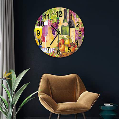 Reloj de pared de hoja de 12 mm para decoración de vidrio de sublimación de dormitorio en estilo clásico