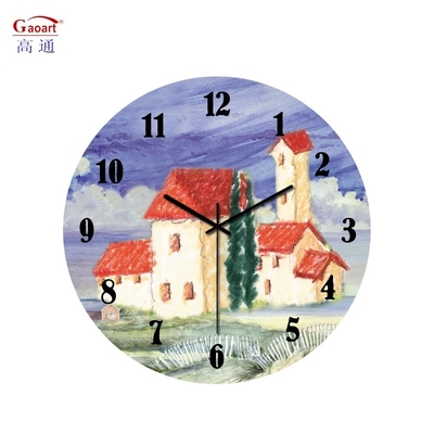 12 pulgadas tamaño personalizado de vidrio tiempo sublimación reloj de pared colgante para el salón