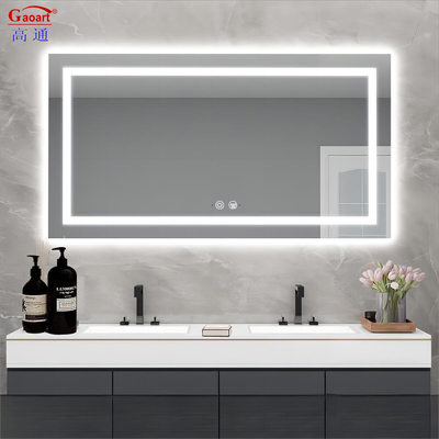 Gran espejo de baño iluminado con LED decoración de pared de maquillaje inteligente personalizada con interruptor táctil
