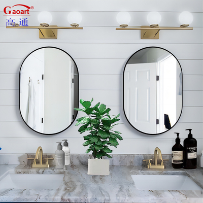 Espejos de baño de estilo moderno Oro enmarcado en aluminio Gran pared colgante Espejo de baño oval