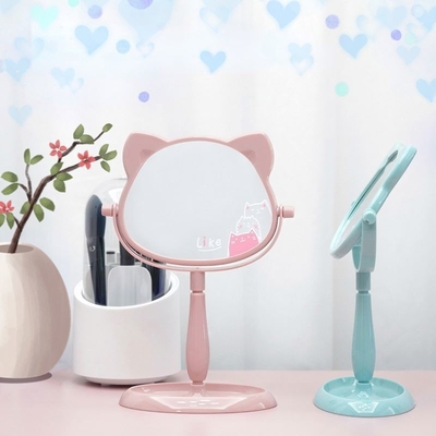 Diseño de moda Espejo de plástico y vidrio Espejo de maquillaje de escritorio para viajar