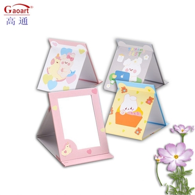 Estilo de diseño Moda revestido de papel espejo de vidrio portátil luz de vanidad mini espejo pequeño