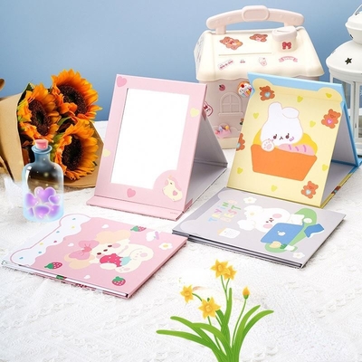 Estilo de diseño Moda revestido de papel espejo de vidrio portátil luz de vanidad mini espejo pequeño