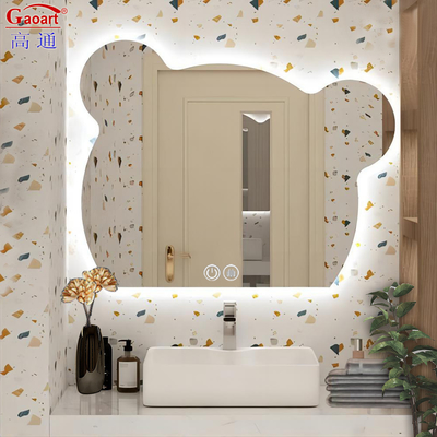 Espejo de plata decoración de baño LED Espejo redondo de pared para maquillaje sin niebla en ducha pequeña