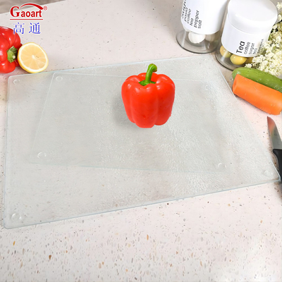 Bloques de corte de vidrio templado de seda dorada para tablero de corte de vegetales transparentes a medida