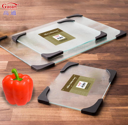 Logotipo personalizado Acceptable Tabla de corte de vidrio templado para cuentas de cocina 4Pcs