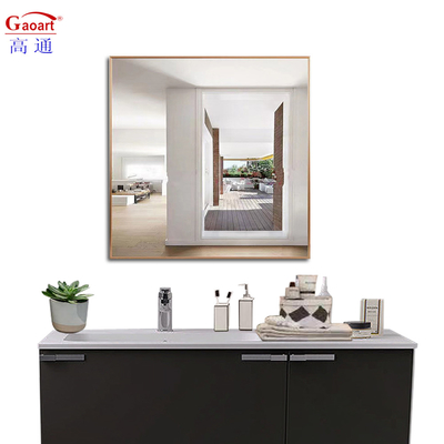 Gran oro moderno de aluminio de pie piso de peluquería decoración con espejo de tamaño personalizado