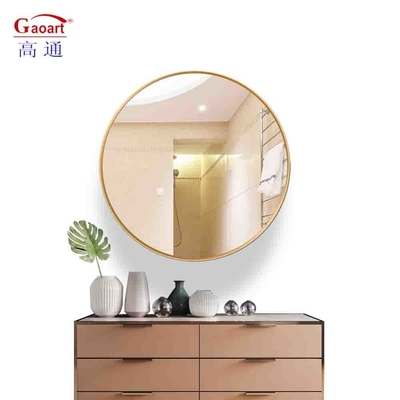 Espejo de pared de baño de aluminio de oro inquebrantable para decoración en color blanco y hierro