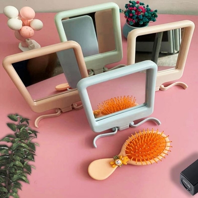 Mujer vestimenta en forma de corazón bolsillo maquillaje ajustable compacto mini espejo con calidad