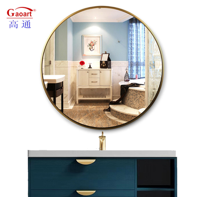 Decoración de baño de oro blanco de diseño Art Deco inmueble con pared de espejo enmarcada