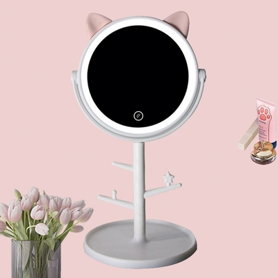 Chica portátil luz LED espejo de vanidad mesa cosmética personalizada maquillaje extra logotipo