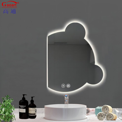 Decoración del baño del hotel Espejo semicircular con luz de fondo pequeña y pantalla táctil