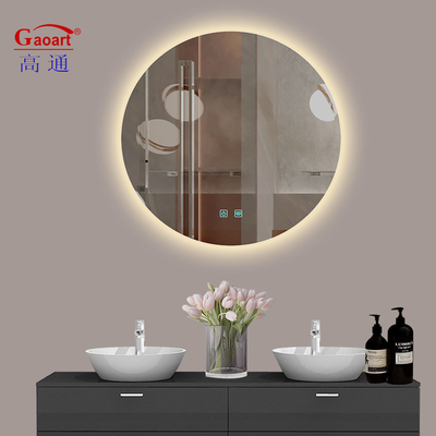 Espejo de plata con licencia Luz inteligente LED redonda Espejo LED para decoración de dormitorio y baño