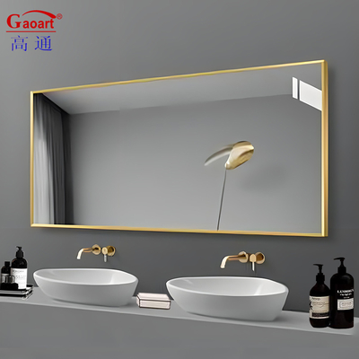 Diseño Popular Oro Plata Enmarcado Pared Vanidad Pequeña pegatina de metal Cuadro de baño Espejo