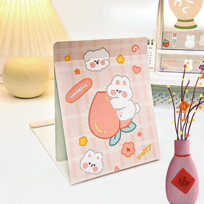 Extra LOGO Sí Cute Espejo de maquillaje plegable en forma de corazón para viajes y cosméticos