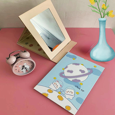 Papel revestido y espejo de vidrio La combinación ideal para un lindo espejo plegable de maquillaje