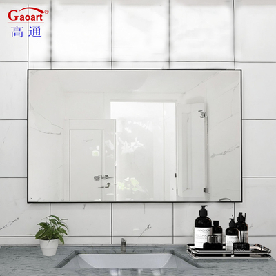Cuadro de aluminio de aleación espejo de vidrio para gran adhesivo negro Cuadro de metal de baño