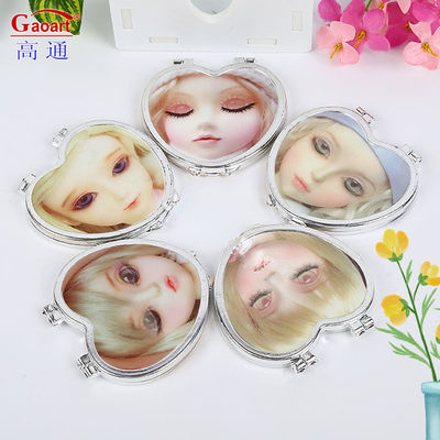 Todos los días estilo de diseño de moda pequeño plegable en forma de corazón cosmético plegable espejo de vanidad