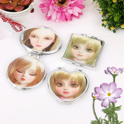 Todos los días estilo de diseño de moda pequeño plegable en forma de corazón cosmético plegable espejo de vanidad