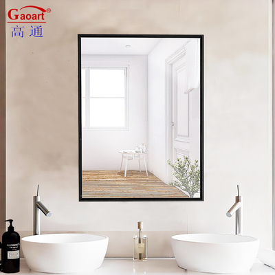 Espejo de cristal con marco de hierro negro en tamaño personalizado para decoración de baño colgante moderna