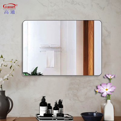 Baño oval enmarcado Arte de la pared moderno colgante gran pegatina de aluminio marco de oro espejo