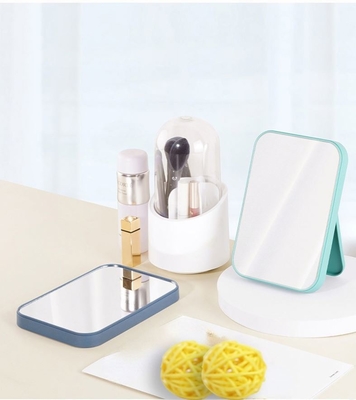 Mini círculo portátil de cuero de dama pequeño espejo de pared colgante con logotipo pequeño espejo cuadrado diseño de moda