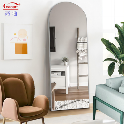 Cuadro de aleación de aluminio Baño grande Pared metálica de hierro Oro Espejos de pie de longitud completa