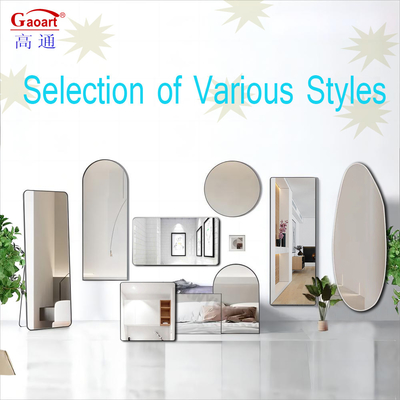 Tamaño personalizado Estilo rectangular Espejo de pared de vidrio plateado para decoración moderna del dormitorio