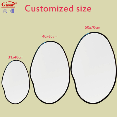 Espejo de cristal inquebrantable de diseño de plata nórdica en estilo oval con tamaño personalizado
