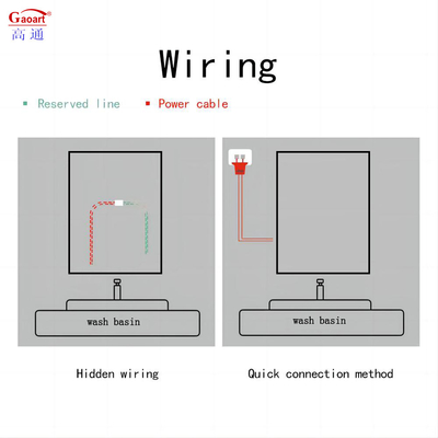 Espejo de baño con retroiluminación inteligente montado en pared de 4 mm con interruptor táctil de pantalla