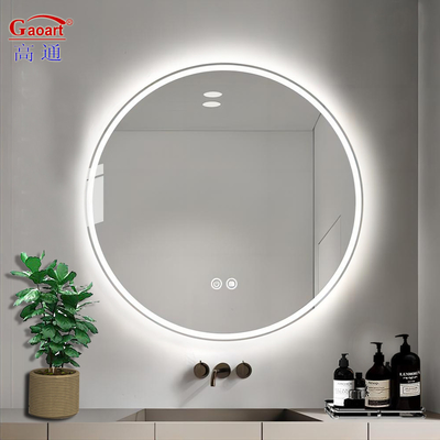 Espejo de baño con retroiluminación inteligente montado en pared de 4 mm con interruptor táctil de pantalla