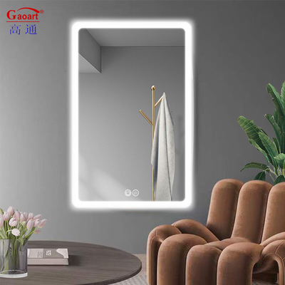 Espejo de baño con retroiluminación inteligente montado en pared de 4 mm con interruptor táctil de pantalla