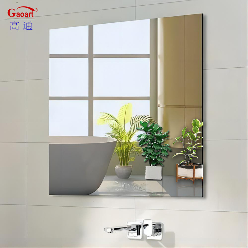 Espejo de vidrio Infinity sin marco Modern Wall Vanity para decoración de dormitorio pegatina adhesiva
